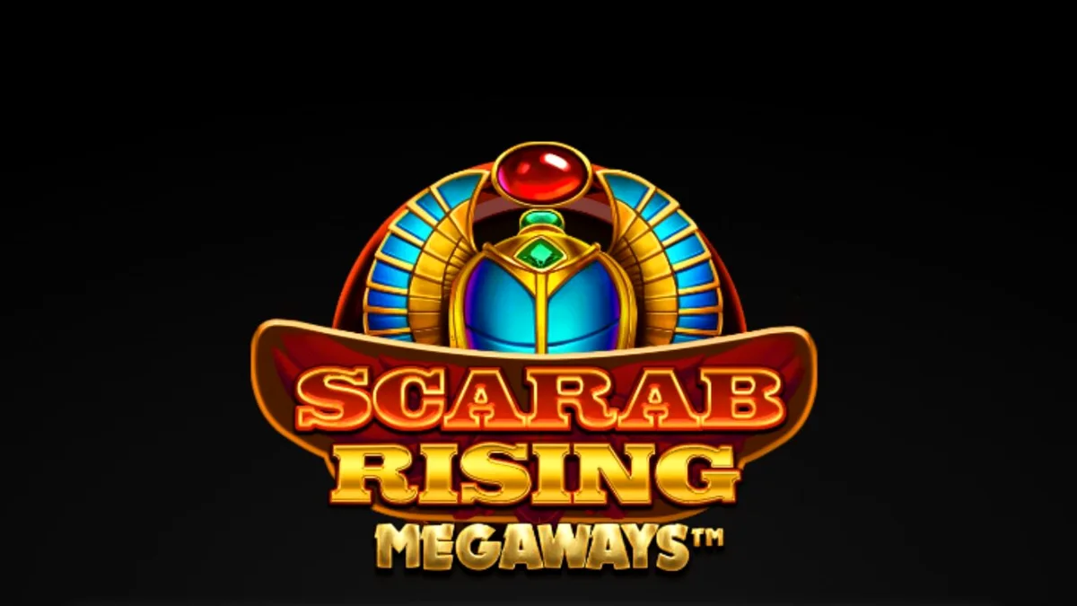 Interface do slot Scarab Rising Megaways com símbolos egípcios